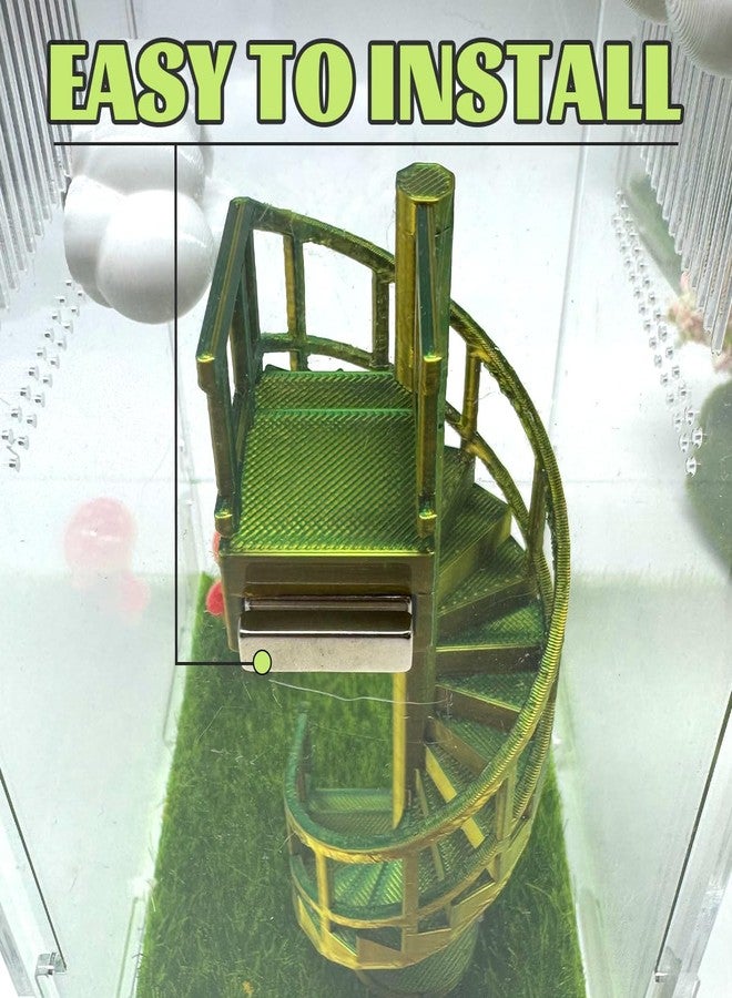 Julang Jumping Spider Enclosure Accessories - Fun Spinning Stairs, Jumping Spider Climbing Toy with Magnetic Mount for Jumping Spider Enclosure Accessory (Dark Green) - Image 3